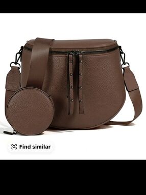 Brown Pebbled Leather Crossbody Bag with Coin Pouch